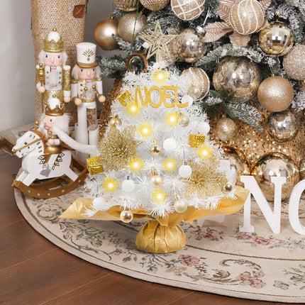 XmasExp Mini Christmas Tree White Christmas Tree Artificial Christmas Tree Small Christmas Tree with Light Tabletop Christmas Tree Holiday Decoration for Home, Office, Party