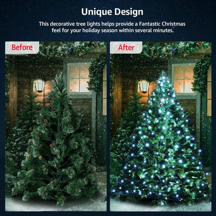 Christmas Tree Lights Christmas Lights Outdoor Indoor 400Led 9.84Ft 10 Lines Christmas Lights with 8 Modes And Timer, Fairy Tree Lights for Wedding Home Party 6Ft - 9Ft Xmas Tree Decor(CoolWhite)