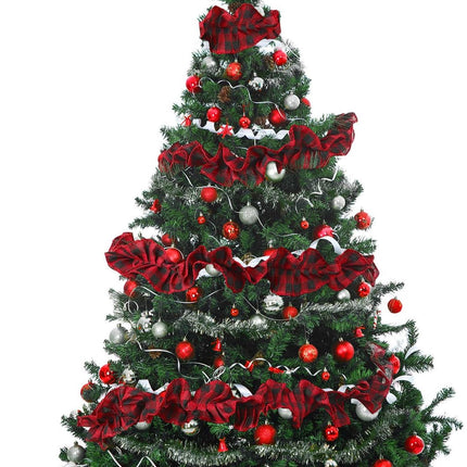 Tatuo 4 Rolls Plaid Christmas Tree Garland Rustic Craft Garland Christmas Tree Ribbon for Christmas Crafts Decoration, Floral Bows Craft, 9 Feet (Black and Red)