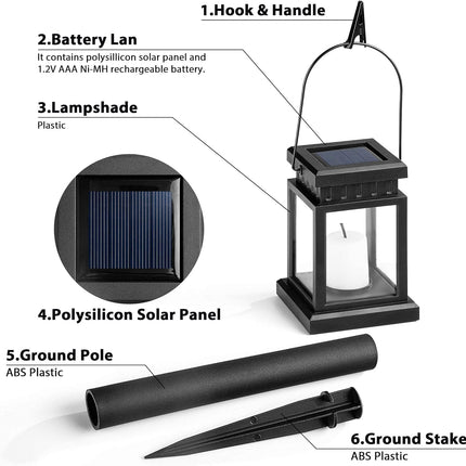 Solpex Solar Pathway Lights 8 Pack Led Outdoor Hanging Lanterns Solar Lights With Stake For Walkway, Ip64 Waterproof Decorative