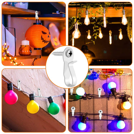 36 Pack Light Hanger Hooks, White Stainless Steel Screw in Hooks for Hanging Outdoor Lights, Christmas Light Hooks, Small Screw Hooks for Hanging Patio Light, Holiday Decor, Wind Chimes
