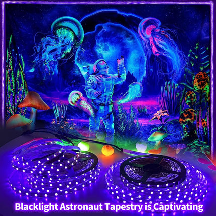 66ft Dimmable Black Light Strip & Remote, 1200 LEDs 12V Flexible LED Blacklight Strip, 20m LED Ribbon, Non-Waterproof Black Lights for Glow Party Birthday Halloween Christmas Party Body Paint