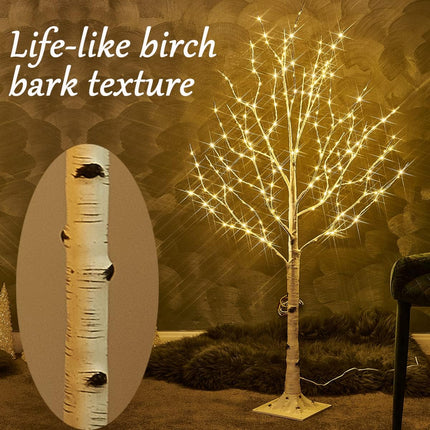 Fudios Lighted Birch Tree 4ft 200 LED Fairy Lights Christmas Twig Trees with Lights for Outdoor Inside Decoration