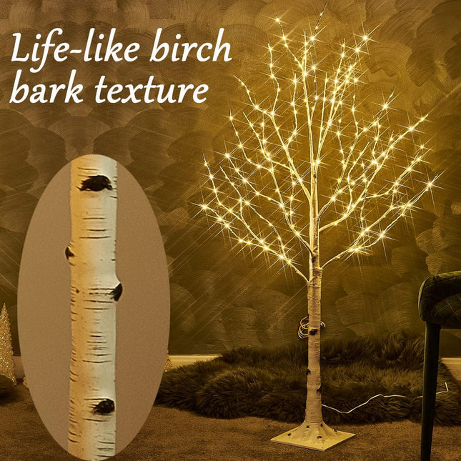 Fudios Lighted Birch Tree 4ft 200 LED Fairy Lights Christmas Twig Trees with Lights for Outdoor Inside Decoration