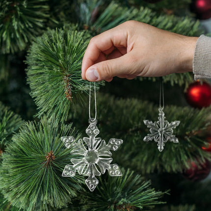 Snowflake Ornaments for Tree Decorations - 18Pcs Clear Glass Snowflake and Icicle Ornaments Set for Christmas Tree Winter Year Party Decor Supplies