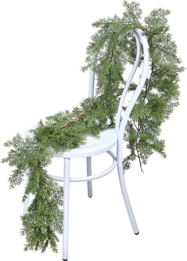 6Ft Christmas Pine Garland, Christmas Greenery Garland Realistic Cedar Artificial Cypress Garland for Holiday Mantel Fireplace Table Centerpiece Home Decoration
