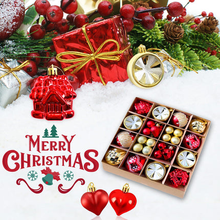 42pcs Christmas Ornament Set, Classic Red and Gold Shatterproof Decorative Hanging Balls for Xmax Tree Wreath and Garland Decoration