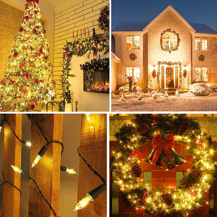 KOUQIYA Battery Operated Christmas Lights, 33ft 100 LED Battery Operated String Lights with Auto-Timer 8 Modes Waterproof String Lights for Xmas Outdoor Indoor Garden Party Decor, Warm White