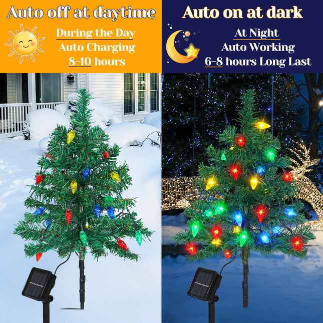 6-Pack Solar Christmas Tree, 8 Modes Solar Outdoor Christmas Tree, 30 in Christmas Lights Outdoor Decorations Solar Christmas Lights Outdoor Waterproof with 120 Multicolor LED for Yard Decor