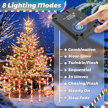 Solar Christmas Lights Outdoor Decorations: Candy Cane Light Waterproof for Yard Outside Decor - Santa Claus Xmas Garden Lighted Tree Pathway Lawn Patio House Decorative 12Pack