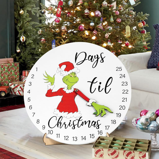 DAZONGE Christmas Decorations Welcome Sign | Christmas Countdown Advent Calendar for All Ages | 12'' Wooden Christmas Wreath with Easel for Door Wall Mantel Decor | Christmas Decor