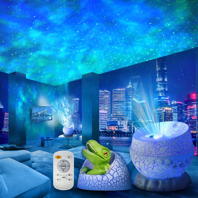 Mooyran Dinosaur Egg Galaxy Star Projector Space Projector Night Light for Bedroom, Starry Nebula Projector Room Ceiling Decor with Timer & Remote, for Kids, Adults on Christmas, Party (Green)