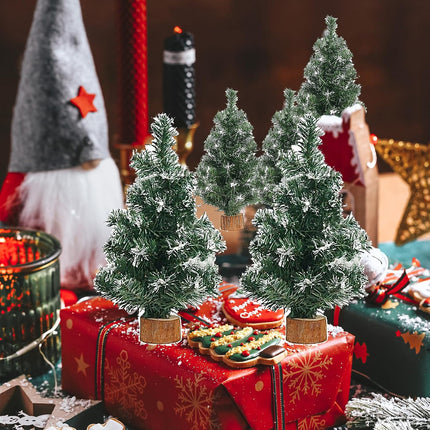 5 Pack Tabletop Artificial Mini Xmas Pine Tree Miniature Pine Christmas Tree with Base for Christmas Winter Mantel Holiday Indoor Home Kitchen Dining Table Decorations