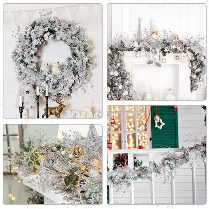24 Pack Silver Christmas Tree Picks and Sprays, Artificial Glitter Berry Stems Branches for Christmas Tree Ornaments Glittery Bead Twigs for Holiday Party Garland DIY Xmas Berries Decorations