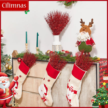 50pcs 4 Kinds of Christmas Tree Picks, Christmas Picks and Sprays for Decorations, Tree Topper Twigs for Xmas Tree Wreath DIY Crafts Vase Filler Home Decor (Red)