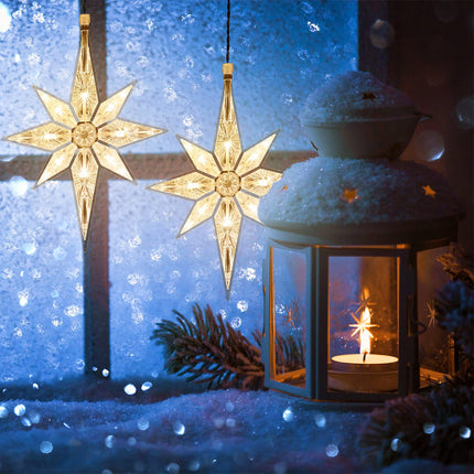 10.8 Inch Bethlehem Christmas Star Lights Plastic Lighted Star Tree Topper Large Hanging Window Lights LED Star Window Silhouette Decoration for Holiday (1 Pieces)