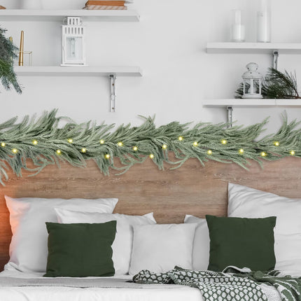 1 Pack Christmas Norfolk Garlands Set 6 Feet Artificial Winter Pine Garland Light String Faux Greenery Garland Green and White Pine Garland for Xmas Holiday Home Indoor Decor