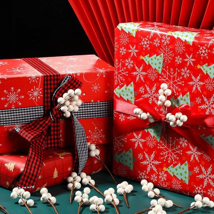 360 Pieces Artificial Holly Berries Christmas Winter Fake Berries Bunch Faux Cranberries Bunch on 60 Stems for Table Centerpiece (White)
