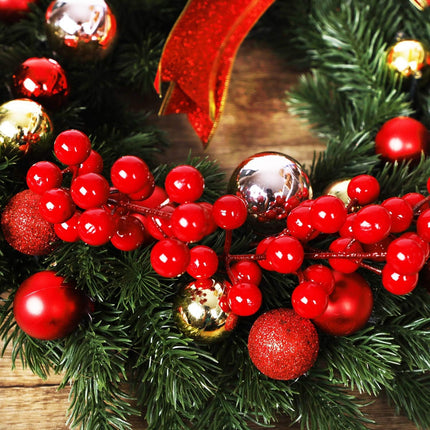 DR.DUDU 24 Pack Christmas Red Berries Stems for Christmas Tree Decoration, Artificial Christmas Red Berry for DIY Crafts Wreath Garland Christmas Ornaments Decor