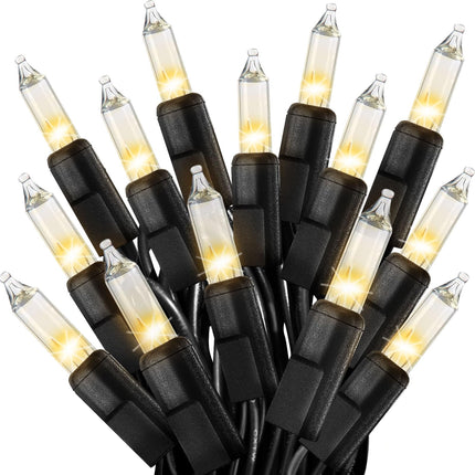 Clear Christmas Lights 66FT 200 Incandescent Bulbs Warm White Mini Lights with Black Wire for Christmas Tree, Garland, Thanksgiving, Wedding, Party, Home, Indoor & Outdoor Festival Decoration