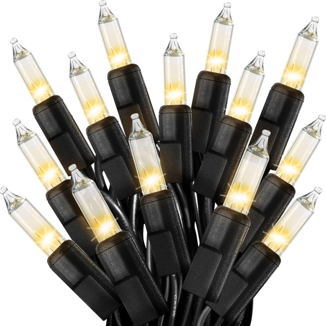 Clear Christmas Lights 66FT 200 Incandescent Bulbs Warm White Mini Lights with Black Wire for Christmas Tree, Garland, Thanksgiving, Wedding, Party, Home, Indoor & Outdoor Festival Decoration