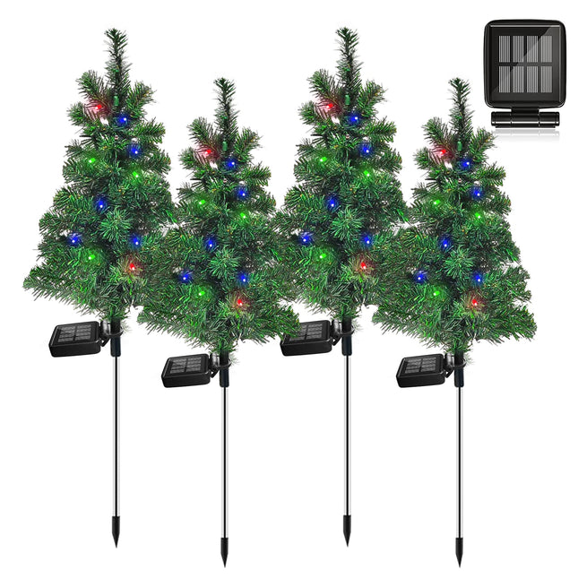 Solar Christmas Tree Garden Stake Lights Waterproof Christmas Decorations Tree Lights Outdoor Xmas Tree Light Christmas décor Pathway Lights Patio Yard (Green, 4pcs)