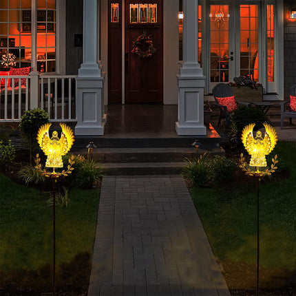 Solar Angel Garden Stake Lights Solar Metal Angel Outdoor Lights Cemetery Grave Garden Remembrance s Waterproof Garden Patio Yard Lawn Decoration