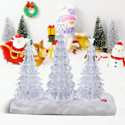 Tabletop Christmas Tree with Light and Music - Battery Operated Crystal Clear Acrylic Christmas Tree Light with 8 Christmas Songs for Tabletop Home Office Holiday Decorations , Warm White