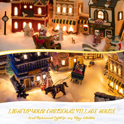 Christmas Accessory Cord with 5 LED Light Bulbs, 11.5 Feet White C7 Lamp, On/Off Switch Plug, Spare Fuses, Female/Male Plugs, Blow Mold Light for Village House Craft Decorations(1 Pack)