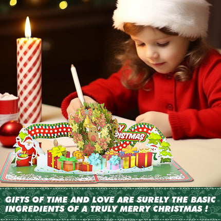 Pop Up Christmas Cards,3D Handmade Christmas Cards,Christmas wreath, for Christmas or Holidays,6" x 8" Cover - Includes Envelope and Removable Note Tag