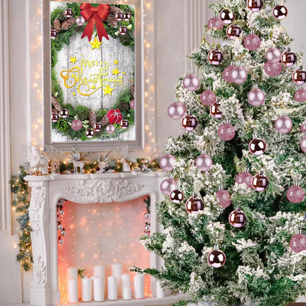 Aitsite 24ct Christmas Tree Ornaments Set 1.57 inches Mini Shatterproof Holiday Ornaments Balls for Christmas Decorations (Pink)