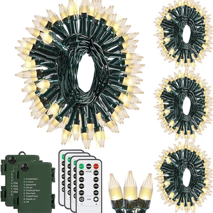 Solhice 4 Pack 20ft Christmas Lights Battery Operated String Lights with Remote Control, 50 LEDs Clear Mini Lights Warm White Xmas Tree Lights for Bedroom Indoor Outdoor Decor