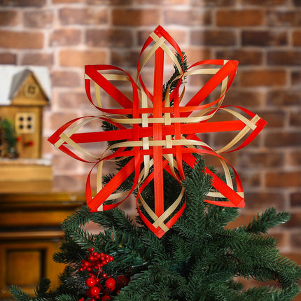 RattanView Christmas SnowflakeTree Topper Decoration 11.81'' Swedish Tree Topper Scandinavian Star Bamboo Advent Tree Topper Handwoven Nordi Tree Star Ornament for Christmas Tree Hanging Decor