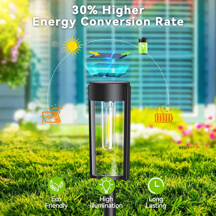 Lesolar Pathway Lights Outdoor, 8 Pack Solar Outdoor Lights, Ip65 Waterproof Auto On/Off Solar Powered Landscape Path Lights Outd