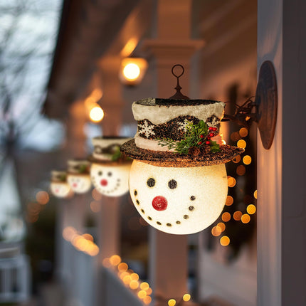 FUNPENY Snowman Christmas Porch Light Covers, Christmas Outdoor Decoration Holiday Light Covers for Porch Lights, Garage Lights, Large Light Fixtures