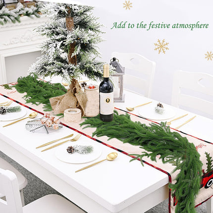 6FT Artificial Christmas Norfolk Pine Garlands,Real Touch Winter Pine Garland,Green Artificial Greenery Garland for Table, Stairs,Mantle, Wall, Indoor, Outdoor Christmas Decorations,Natural Droopy