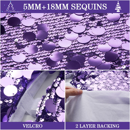 Purple Sequin Tree Skirt, Small Glitter Christmas Tree Skirt 36 Inch, Xmas Sparkly Tree Mats for Christmas Pencil Tree, Purple Halloween Christmas Decorations Ornaments