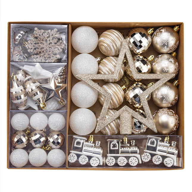 Elegant 60mm Champagne Christmas Ball Ornaments, 55ct Shatterproof Set for Tree Decoration