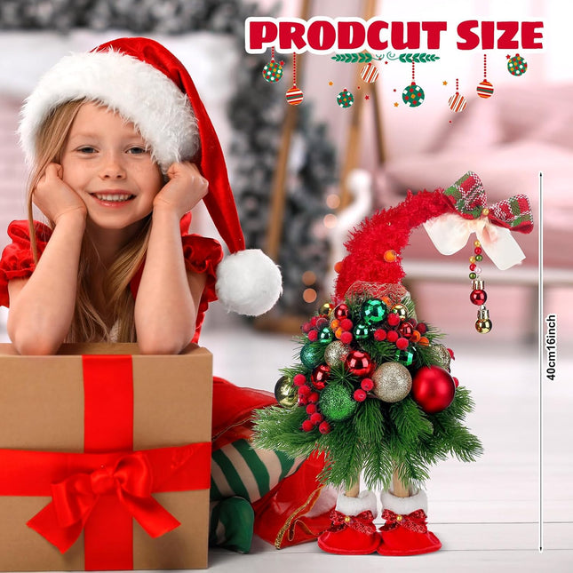 Thyle 16 Inches Christmas Tree Dwarfs Table Decoration Christmas Dwarf Handmade Gnomes Tree Decorations for Desktop Tabletop Indoor Home Christmas Ornaments