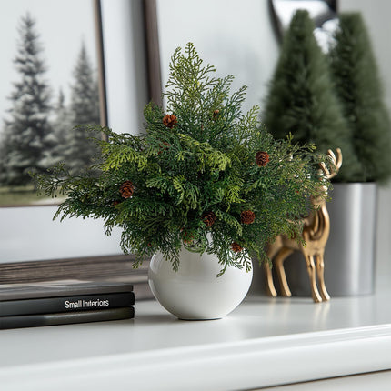 10PCS Artificial Pine Needles Branches with Pine Cones Christmas Greenery Stems Christmas Artificial Greenery Floral Arrangements for Garland Wreath