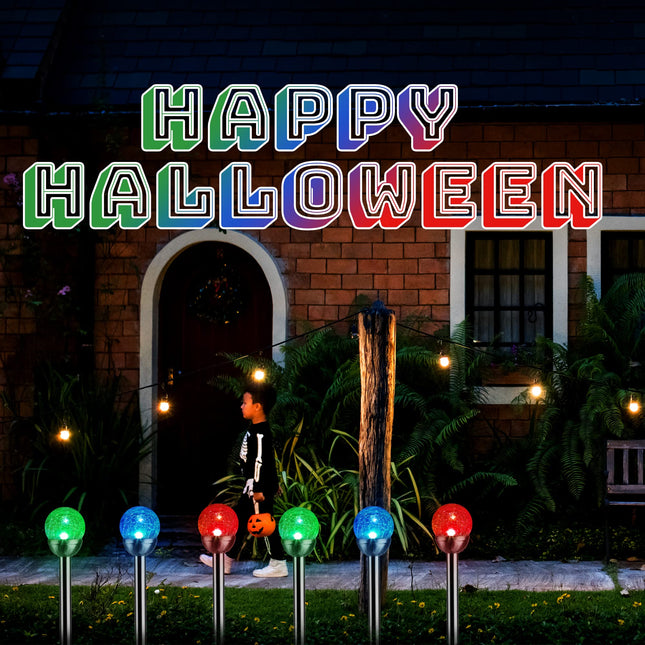 GIGALUMI Solar Lights Outdoor, 3 Pack Solar Christmas Decoration Cracked Glass Ball Solar Garden Lights, Color Changing Lights Outdoor, for Path, Patio, Yard Pathway