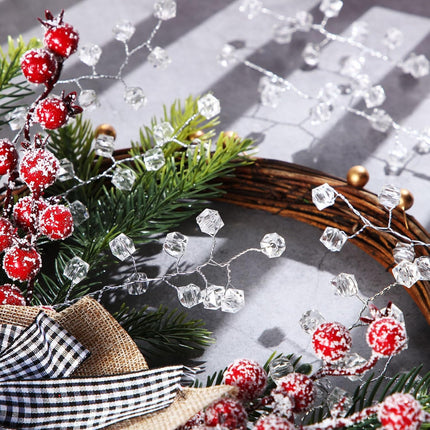 Crowye 50 Pcs Crystal Artificial Flowers Bouquet 12 Inch Acrylic Beaded Branches Stems Bridal Bouquet Picks DIY Crafts Christmas Decorations for Home Wedding Party Decor(Clear)