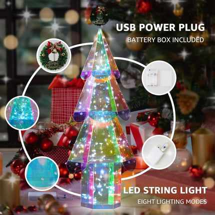 Dolita Small Magic Led Lighted Christmas Tree,Twinkling Prismatic Christmas Decor Lights,8 Lighting Modes Perfect for Indoor and Outdoor Year Christmas Decorations
