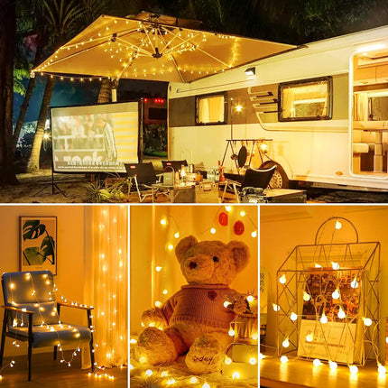 2 Pack Globe String Lights Battery Operated - 21 Feet 60 Led Fairy Lights, 8 Modes with Remote Mini Globe Lights for Indoor Outdoor Bedroom Party Wedding Garden Christmas Tree Decor, Warm White