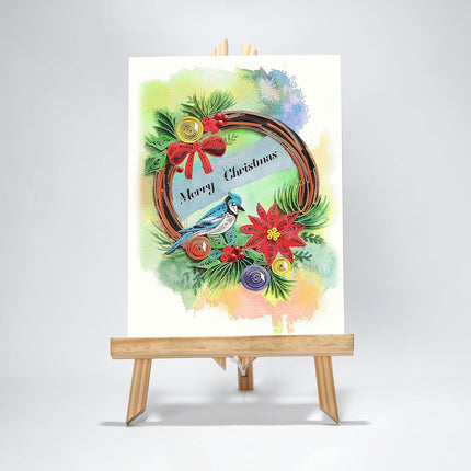 Christmas Wreath Quilling Card, 5 x 7 inch, Handmade, with Envelope
