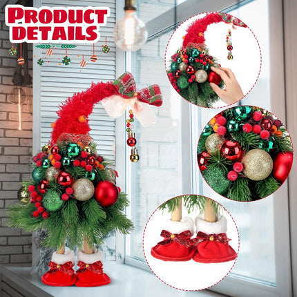 Thyle 16 Inches Christmas Tree Dwarfs Table Decoration Christmas Dwarf Handmade Gnomes Tree Decorations for Desktop Tabletop Indoor Home Christmas Ornaments