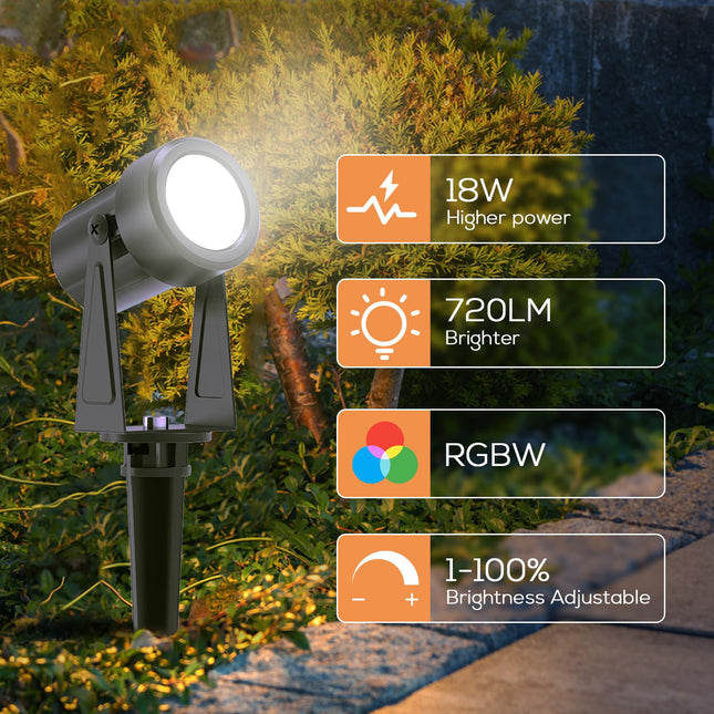 SUNTHIN Outdoor Landscape Lighting with Remote, RGBW Color Changing Spot Uplights,6 Pack