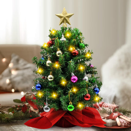 Joiedomi 2 Pack Prelit Tabletop Christmas Tree with Decoration Kit, 20" Artificial Mini Xmas Pine Tree with LED String Lights and Ornaments,Christmas Home Indoor Decoration Tree Decor
