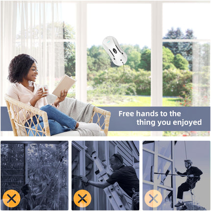 Alfabot Window Cleaning Robot With Dual Water Spray, X7 Robot Window Cleaner With Doubleside Water Spray 50Ml Water Tank, Smart Window Vacuum For Interiorexterior Highrise Windows
