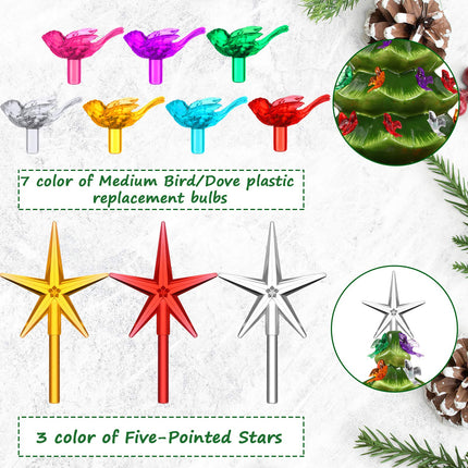 203 Pieces Ceramic Tree Light Medium Bird Bulb Light Ornaments Replacement Plastic Light Ceramic Tree Star Xmas Light Ornaments Ceramic Tree Accessories, Star and Bird Design